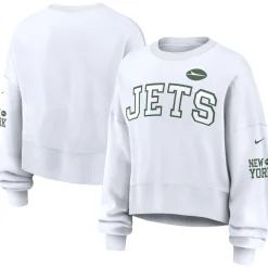 Women New York Jets Sweatshirts & Fleece | Women^Women's Nike White Oversized Long Sleeve Cropped Sweatshirt