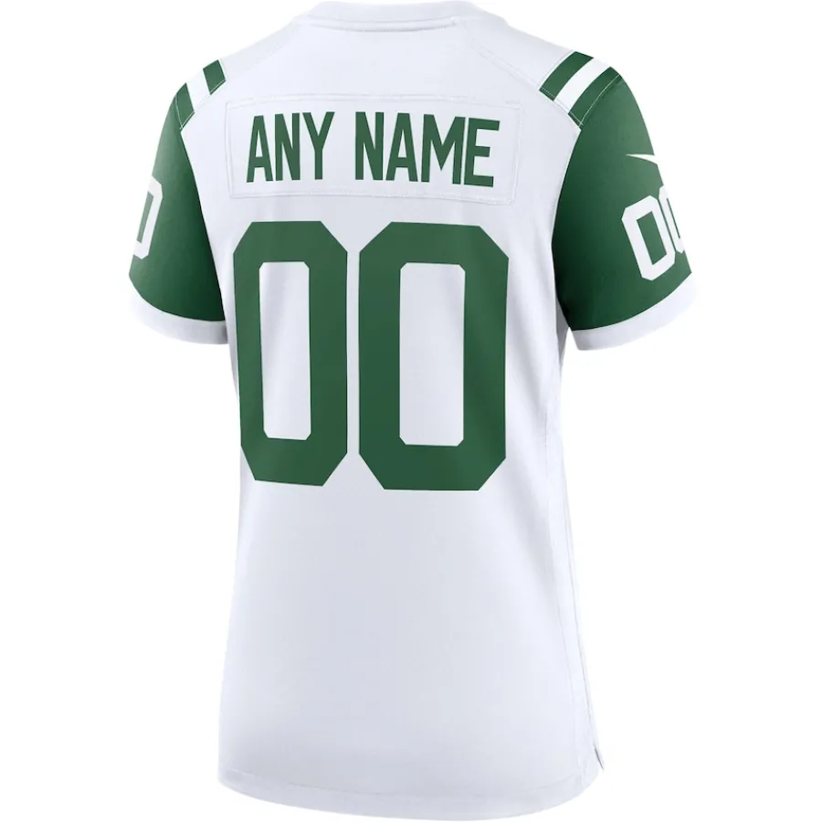 Women New York Jets Jerseys | Women^Women's Nike White Classic Alternate Custom Replica Jersey