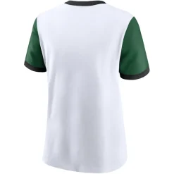Women New York Jets T-Shirts | Women^Women's Nike White/Green Rewind Ringer T-Shirt