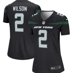 Women New York Jets Jerseys | Women^Women's Nike Zach Wilson Black Alternate Legend Player Performance Top