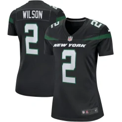 Women New York Jets Jerseys | Women^Women's Nike Zach Wilson Black Player Jersey