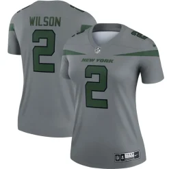 Women New York Jets Jerseys | Women^Women's Nike Zach Wilson Gray Inverted Legend Player Performance Top