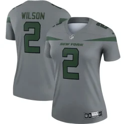 Women New York Jets Jerseys | Women^Women's Nike Zach Wilson Gray Inverted Legend Player Performance Top