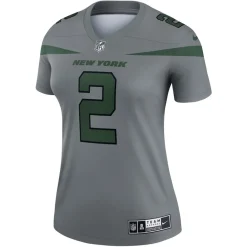 Women New York Jets Jerseys | Women^Women's Nike Zach Wilson Gray Inverted Legend Player Performance Top