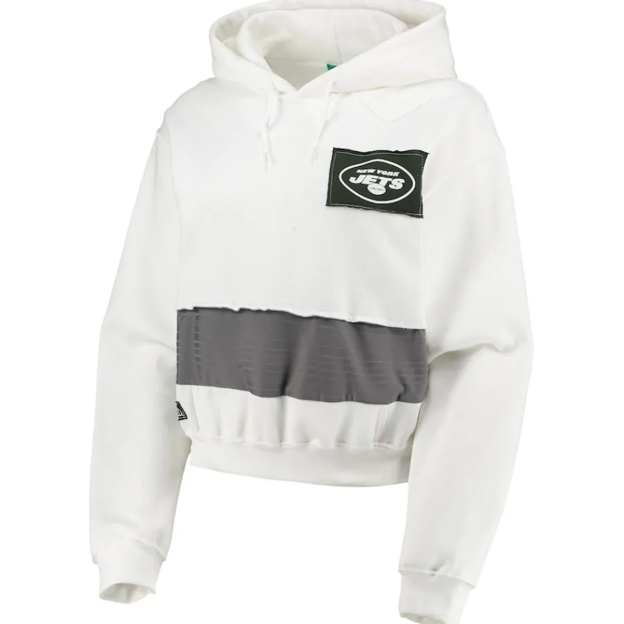 Women New York Jets Sweatshirts & Fleece | Women^Women's Refried Apparel White Sustainable Crop Dolman Pullover Hoodie