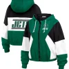 Women New York Jets Jackets^Women's WEAR By Erin Andrews Green Color Block Full-Zip Windbreaker Jacket
