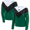 Women New York Jets T-Shirts | Women^Women's WEAR By Erin Andrews Green/Black Chevron Tri-Blend Long Sleeve T-Shirt