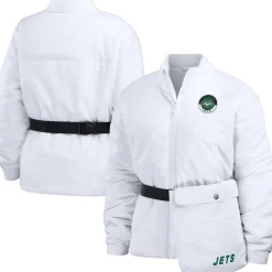 Women New York Jets Jackets^Women's WEAR By Erin Andrews White Packaway Full-Zip Puffer Jacket