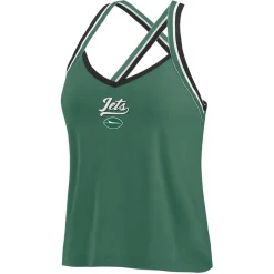 Women New York Jets T-Shirts | Women^Women's WEAR By Erin Andrews Green Cross Strap Tri-Blend Tank Top