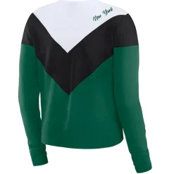 Women New York Jets T-Shirts | Women^Women's WEAR By Erin Andrews Green/Black Chevron Tri-Blend Long Sleeve T-Shirt