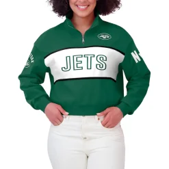 Women New York Jets Jackets | Sweatshirts & Fleece^Women's WEAR By Erin Andrews Green Quarter-Zip Jacket