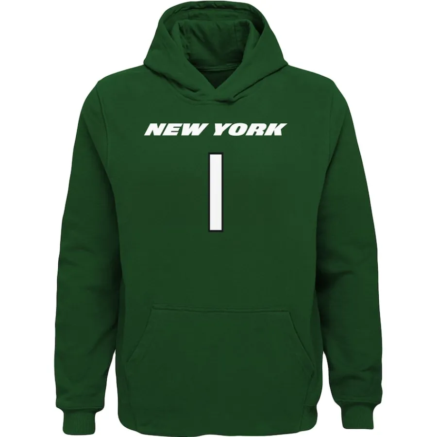 Kids New York Jets Sweatshirts & Fleece | Kids^Youth Ahmad Sauce Gardner Green Mainliner Player Name & Number Pullover Hoodie
