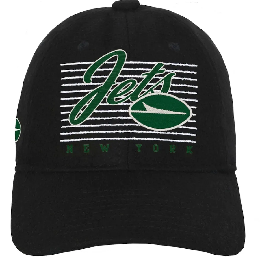 Kids New York Jets Hats | Kids^Youth Black Retro Wooly Adjustable Hat