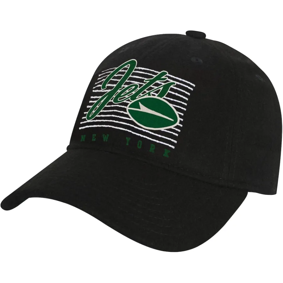 Kids New York Jets Hats | Kids^Youth Black Retro Wooly Adjustable Hat