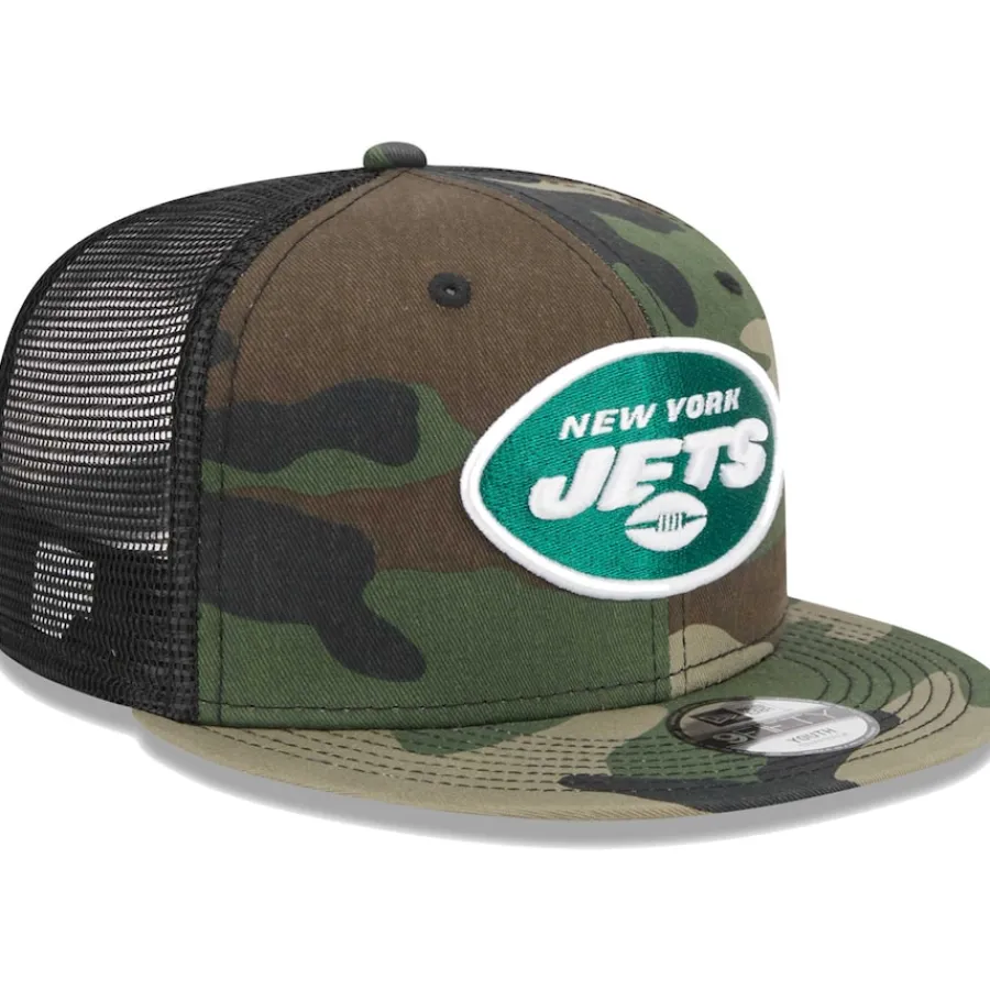Kids New York Jets Hats | Kids^Youth New Era Camo Main Trucker 9FIFTY Snapback Hat