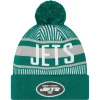 Kids New York Jets Hats | Kids^Youth New Era Green Striped Cuffed Knit Hat With Pom