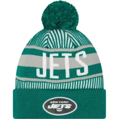 Kids New York Jets Hats | Kids^Youth New Era Green Striped Cuffed Knit Hat With Pom