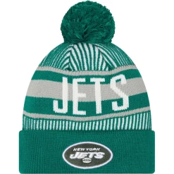 Kids New York Jets Hats | Kids^Youth New Era Green Striped Cuffed Knit Hat With Pom