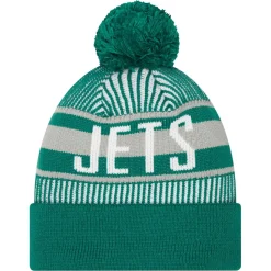 Kids New York Jets Hats | Kids^Youth New Era Green Striped Cuffed Knit Hat With Pom