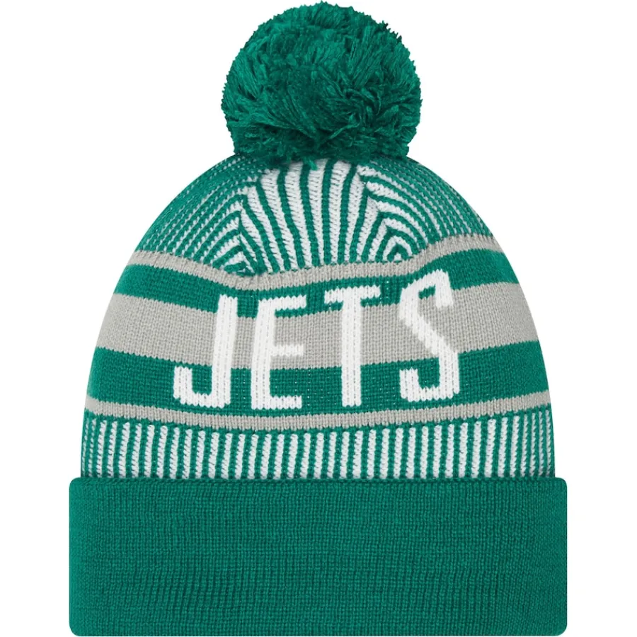 Kids New York Jets Hats | Kids^Youth New Era Green Striped Cuffed Knit Hat With Pom