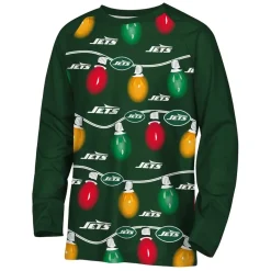 Kids New York Jets Underwear & Sleepwear^Youth Two-Piece Garland Holiday Long Sleeve Pajama Set