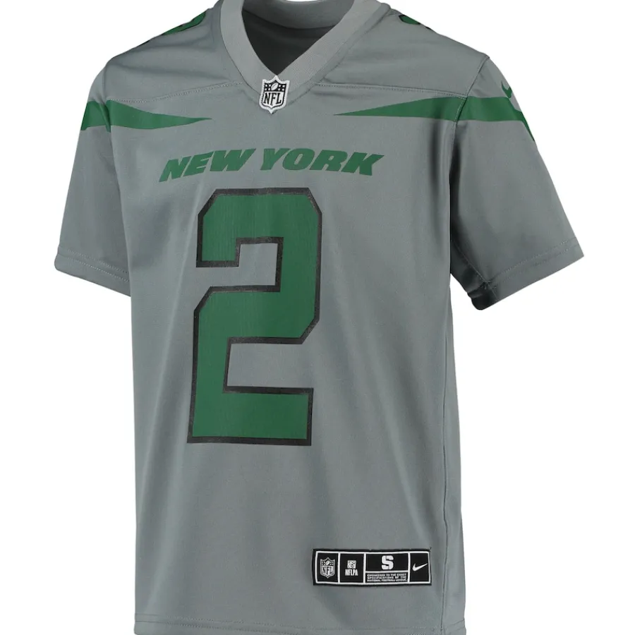 Kids New York Jets Jerseys | Kids^Youth Nike Zach Wilson Gray Inverted Team Game Jersey