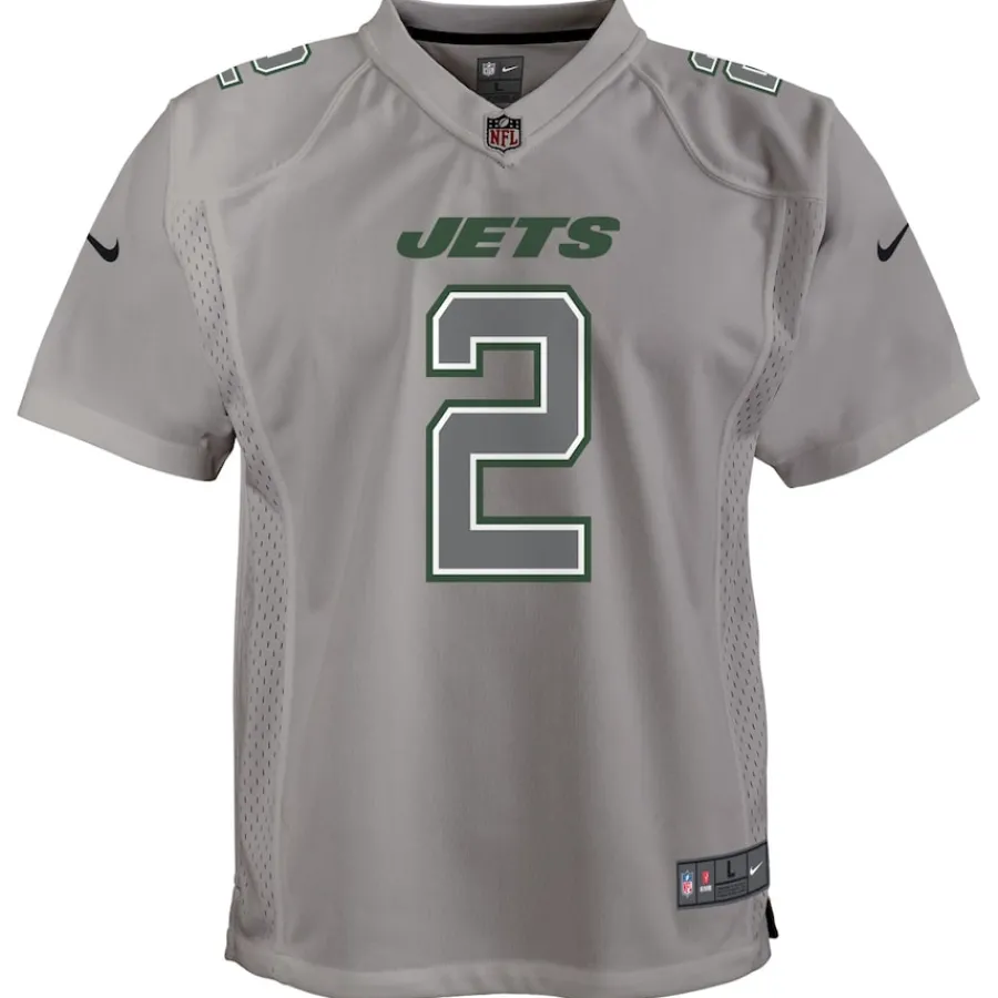 Kids New York Jets Jerseys | Kids^Youth Nike Zach Wilson Gray Atmosphere Game Jersey