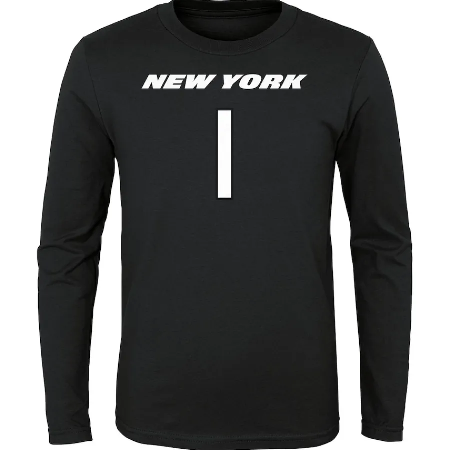 Kids New York Jets T-Shirts | Kids^Youth Sauce Gardner Black Mainliner Player Name & Number Long Sleeve T-Shirt